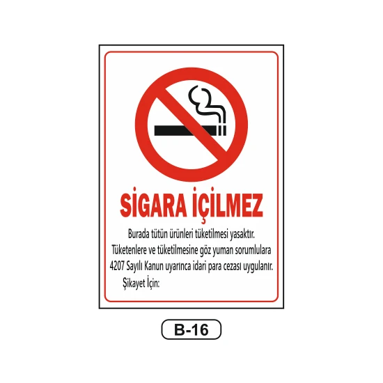 Gündoğdu Sigara Içilmez Uyarı Ikaz Levhası 35 x 50  cm