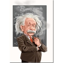 Cakatablo  Ahşap Tablo  Alber Einstein Karatahta Karikatürize