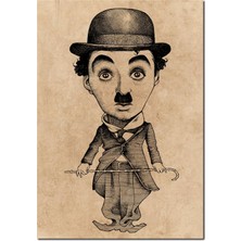 Cakatablo  Ahşap Tablo  Charlie Chaplin Sb Karikatürize