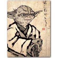 Cakatablo  Ahşap Tablo Star Wars Yoda Ahşap Zeminde Görsel