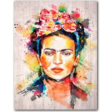 Cakatablo  Ahşap Tablo Çiçek Taclı Frida Kahlo Görseli