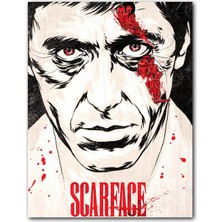 Cakatablo  Ahşap Tablo Yaralı Yüz Scarface Desenli Görsel