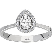 Sirius Pırlanta ve Damla Kesim Beyaz Topaz Tektaş Yüzük 0442R0013
