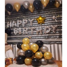 Bal10 Dünyası Happy Birthday Set (Gold Gümüş Siyah)