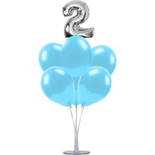 Bal10 Dünyası 7\'li Balon  Standı + 7 Adet A.mavi Balon    2 Yaş Folyo Balon