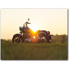 Cakatablo  Ahşap Tablo Black Cruiser Motorsiklet ve Günbatımı