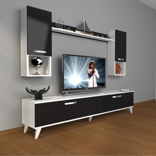 Decoraktiv Eko 5da Slm Std Retro Tv Ünitesi Tv Sehpası Beyaz Siyah