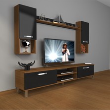 Decoraktiv Eko 5da Mdf DVD Krom Ayaklı Tv Ünitesi Tv Sehpası Ceviz Siyah