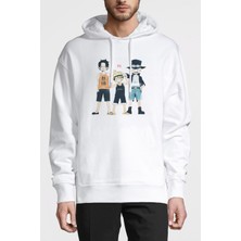 Qivi Anime One Piece Boku Dake Ga Baskılı Beyaz Erkek Örme Kapşonlu Sweatshirt Uzun Kol