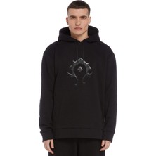 Qivi World Of Warcraft Horde Rock Baskılı Siyah Erkek Örme Kapşonlu Sweatshirt Uzun Kol
