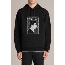 Qivi Peaky Blinders So Fucking Close Baskılı Siyah Erkek Örme Kapşonlu Sweatshirt Uzun Kol