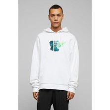Qivi Breaking Bad 2 Baskılı Beyaz Erkek Örme Kapşonlu Sweatshirt Uzun Kol