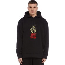 Qivi Bring Me The Horizon Baskılı Siyah Erkek Örme Kapşonlu Sweatshirt Uzun Kol