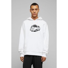 Qivi Aşk Van Klasik Volkswagen Transporter Şablon Van Araba Volkswagen Baskılı Beyaz Erkek Örme Kapşonlu