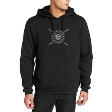 Qivi Hardcore cm Punk Baskılı Siyah Erkek Örme Kapşonlu Sweatshirt Uzun Kol