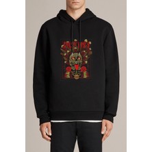 Qivi Guns N'roses Metal Rock Müzik Music Baskılı Siyah Erkek Örme Kapşonlu Sweatshirt Uzun Kol