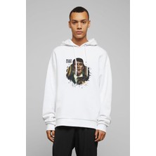 Qivi Peaky Bılnders Baskılı Beyaz Erkek Örme Kapşonlu Sweatshirt Uzun Kol