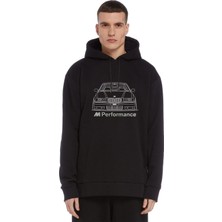 Qivi Araba M318 Baskılı Siyah Erkek Örme Kapşonlu Sweatshirt Uzun Kol