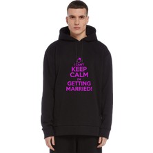Qivi Can't Keep Calm Can´t Keep Calm Baskılı Siyah Erkek Örme Kapşonlu Sweatshirt Uzun Kol