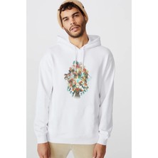 Qivi Anime Tokyo Ghoul Anteiku Baskılı Beyaz Erkek Örme Kapşonlu Sweatshirt Uzun Kol