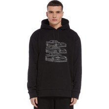 Qivi Legendary Jdm Crew Nissan Skyline R34 Baskılı Siyah Erkek Örme Kapşonlu Sweatshirt Uzun Kol