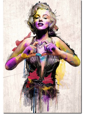 Cakatablo  Ahşap Tablo Marilyn Monroe Kalp Görseli