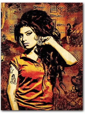 Cakatablo  Ahşap Tablo Amy Winehouse Afiş Görseli