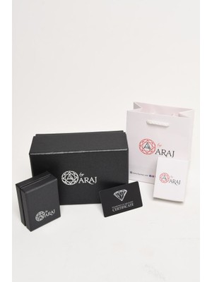 By Araj Jewellery 14 Ayar  Altın 0.07 Karat Mat Pırlantalı Baget Yüzük