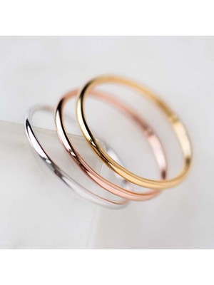 Nsa Silver Gümüş Sade Minimal Yüzük Alyans 925 Ayar 3 Renk Rose Gold Gümüş Renk