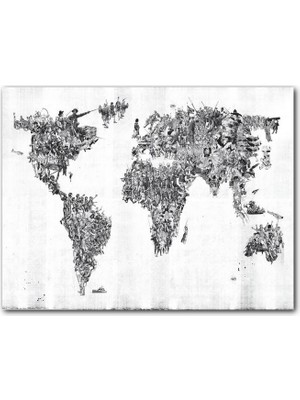 Cakatablo  Ahşap Tablo Halklardan Oluşan Dünya Haritası