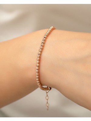 Papatya Silver 925 Ayar Gümüş Rose Kaplama Dorica Toplu Fantezi Kadın Bileklik