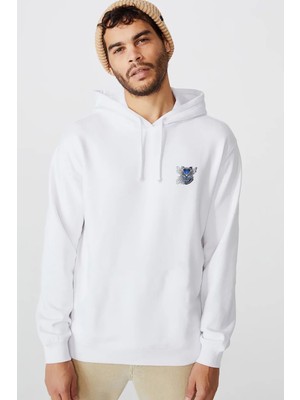 Qivi Hp Ravenclaw Crest Ravenclaw Logo Baskılı Beyaz Erkek Örme Kapşonlu Sweatshirt Uzun Kol