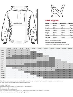 Qivi Astronot Uzay Akvaryum Baskılı Beyaz Erkek Örme Kapşonlu Sweatshirt Uzun Kol