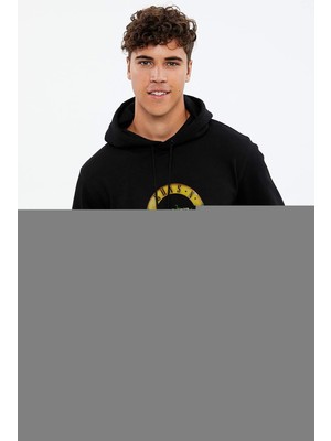 Qivi Guns N Roses Logo Metal Rock Baskılı Siyah Erkek Örme Kapşonlu Sweatshirt Uzun Kol