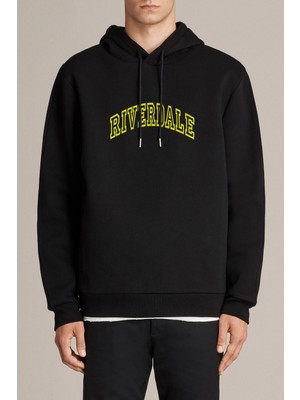 Qivi Riverdale Riverdale Baskılı Siyah Erkek Örme Kapşonlu Sweatshirt Uzun Kol