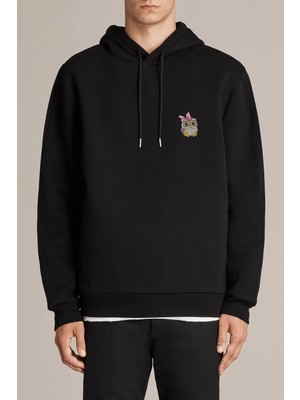 Qivi Baykuş Karikatür Çizimi Illüstrasyon Sevimli Baykuş Pembe Fiyonklu Bebek Baskılı Siyah Erkek Örme Ka