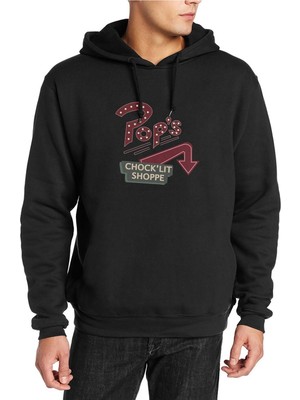 Qivi Riverdale Pop's Chock'lit Shoppe 2 Baskılı Siyah Erkek Örme Kapşonlu Sweatshirt Uzun Kol