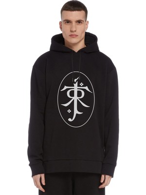 Qivi Of The Rings Jrrt Jrr Tolkien Baskılı Siyah Erkek Örme Kapşonlu Sweatshirt Uzun Kol