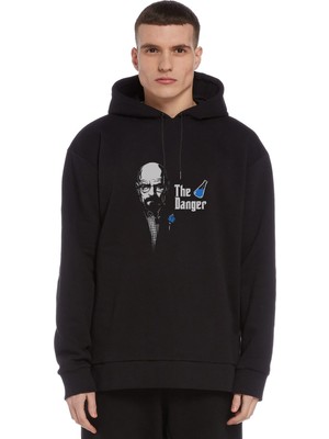 Qivi Breaking Bad The Blue Danger Baskılı Siyah Erkek Örme Kapşonlu Sweatshirt Uzun Kol