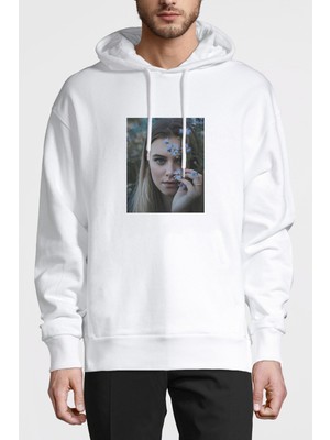 Qivi Riverdale Polly Cooper Baskılı Beyaz Erkek Örme Kapşonlu Sweatshirt Uzun Kol