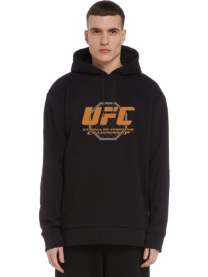 Qivi Ufc Ultimate Fighting Championship Baskılı Siyah Erkek Örme Kapşonlu Sweatshirt Uzun Kol