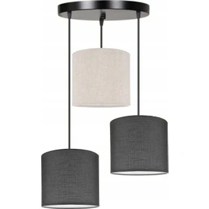Lit Dizayn 3'lü Antrasit Krem Antrasit Silindir Kumaş Abajur Sarkıt Avize Modern Dekoratif Tasarım