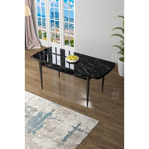 Concept Canisa  Zen Serisi 1.sınıf Mdf Açılabilir Siyah Mermer Desenli Mutfak Masası, Yemek Masası