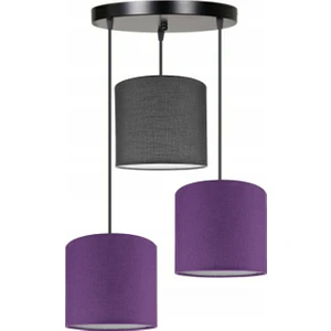 Lit Dizayn 3'lü Mor Antrasit Mor Kumaş Abajur Sarkıt Avize Modern Dekoratif Tasarım