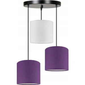 Lit Dizayn 3'lü Mor Beyaz Mor Kumaş Abajur Sarkıt Avize Modern Dekoratif Tasarım
