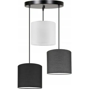 Lit Dizayn 3lü Siyah Beyaz Antrasit Kumaş Abajur Sarkıt Avize Modern Dekoratif Tasarım