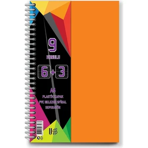 A4 Büyük Boy 9 Konulu Ayraçlı Spiralli Plastik Kapaklı Defter 6 Kareli + 3 Çizgili