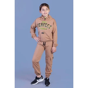 Toontoy Kids Toontoy Kız Çocuk Balıkçı Yaka Baskılı Eşofman Takımı