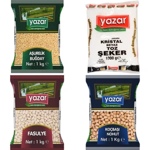 Buğday 1 kg + Toz Şeker 1 kg + Fasulye 1 kg + Nohut 1 kg Aşure Paketi