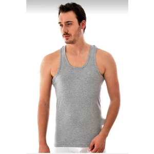 6'lı Klasik Askılı Erkek Atlet  Pamuklu Penye Gri Atlet